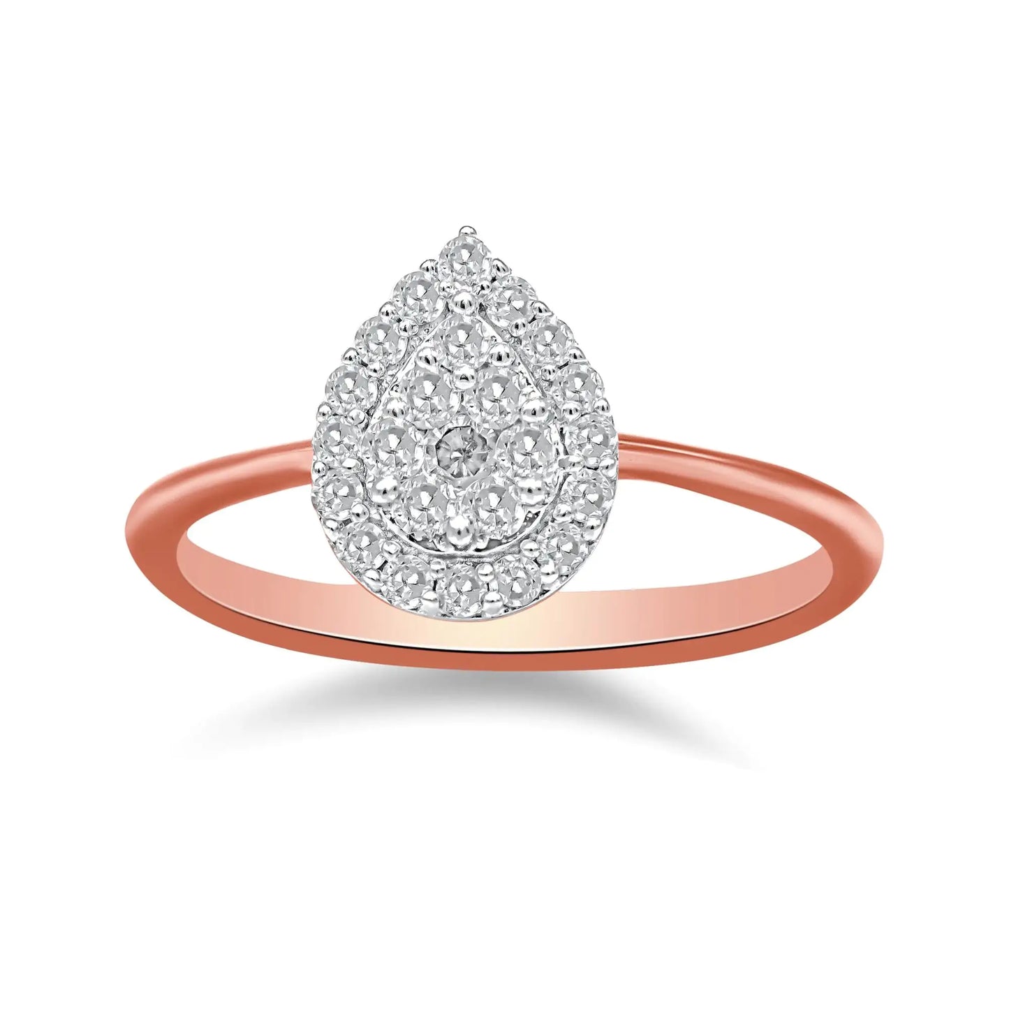 10K Rose Gold 3/8 Cttw Round-Cut Diamond Pear Promise Ring (I-J Color, I2-I3 Clarity)