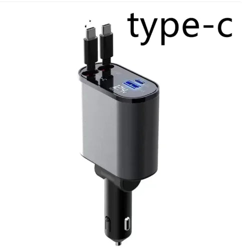 Metal Car Charger 100W Super Fast Charging Car Cigarette Lighter USB-C Adapter