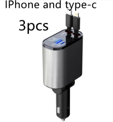 Metal Car Charger 100W Super Fast Charging Car Cigarette Lighter USB-C Adapter