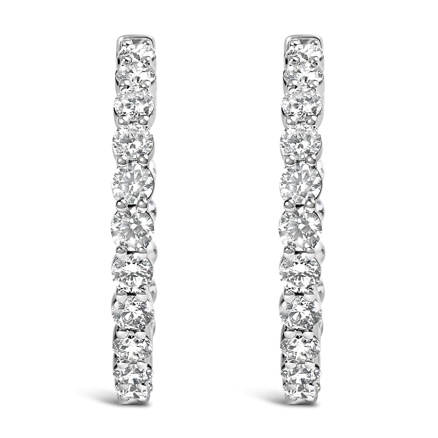 14K Gold Shared Prong Set Diamond Inside Out Hoop Earrings (G-H Color, SI2-I1 Clarity)