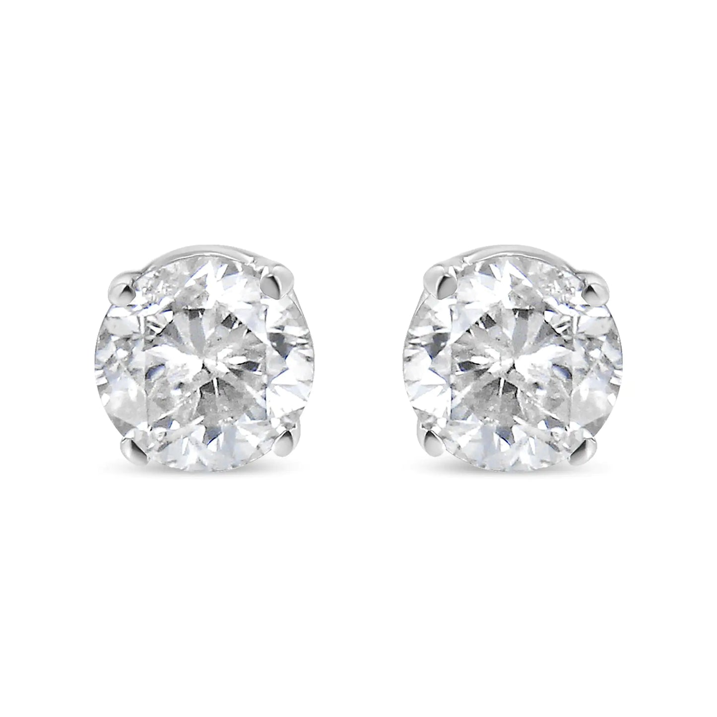 14K White Gold 1/4 Cttw Lab Grown Diamond 4-Prong Classic Solitaire Stud Earrings (G-H Color, VS2-SI1 Clarity)