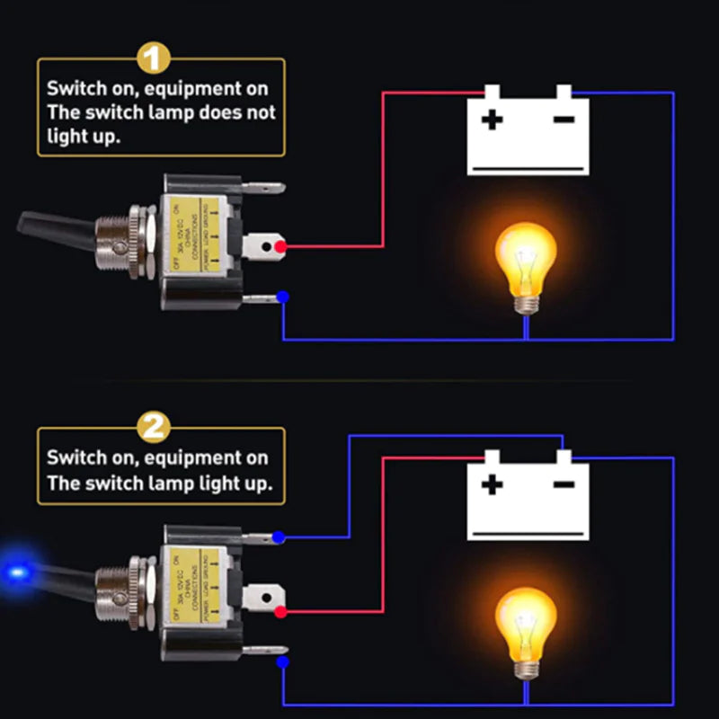 3Pcs 12V 30A Blue LED Light Toggle Rocker ON/OFF Switch 3Pin Marine Car Boat ATV