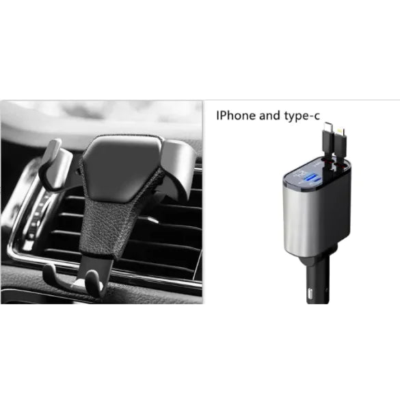 100W Metal Car Charger with Fast Charging USB Type-C And Lightning Ports