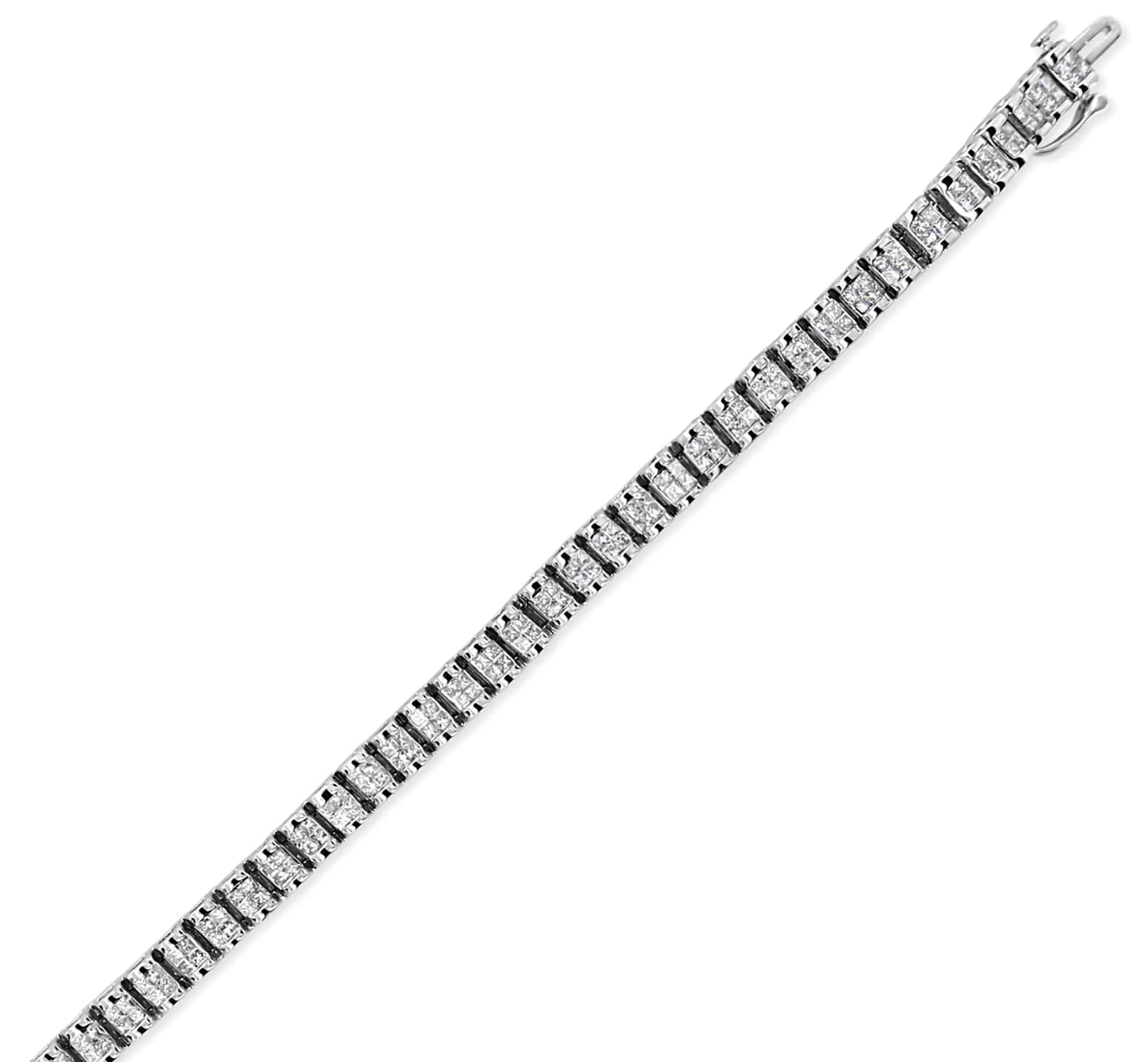 14K White Gold 3.00 Cttw Princess Diamond Composite Link Tennis Bracelet (I-J Color, I1-I2 Clarity) - 7.25"