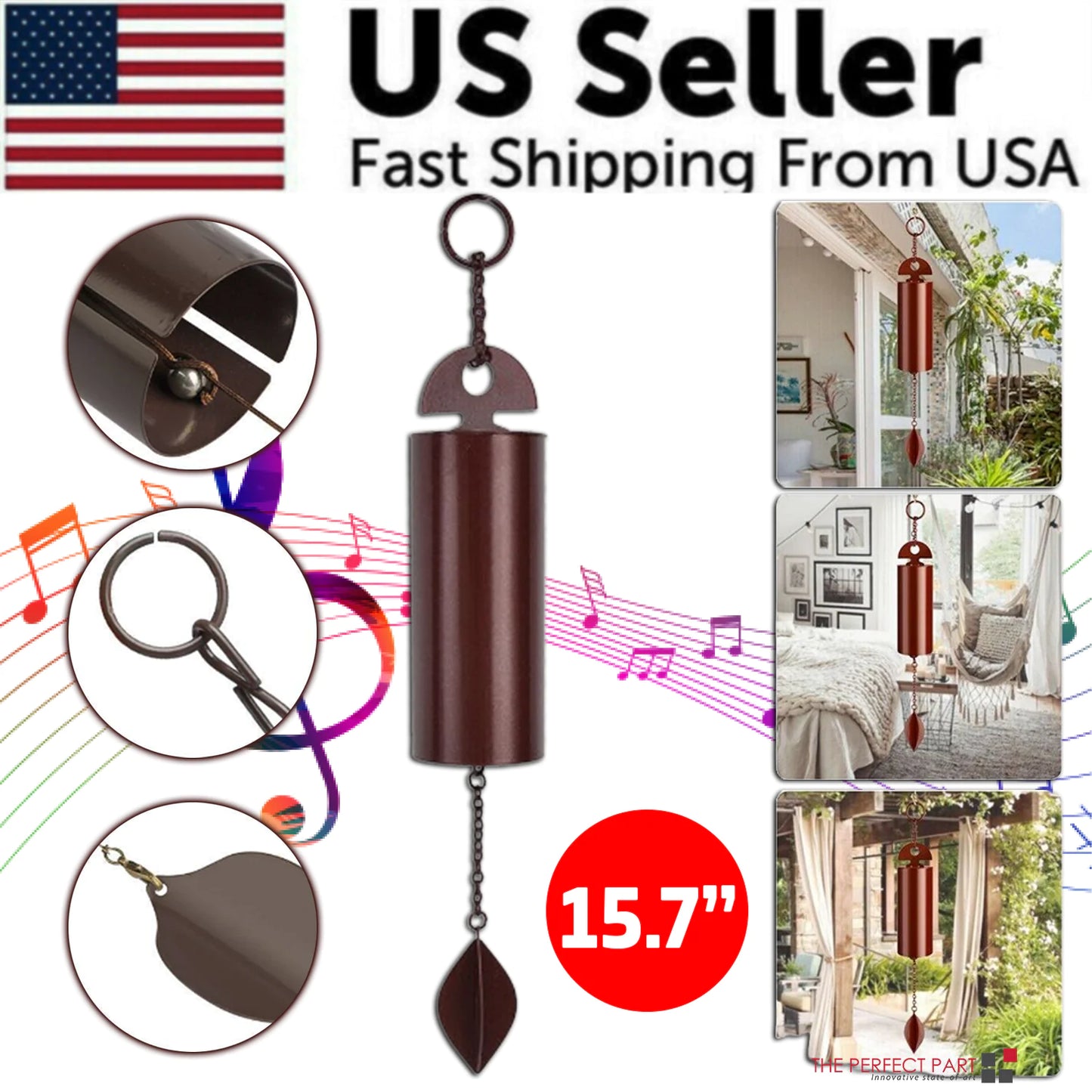 Large Deep Resonance Serenity Metal Bell Heroic Wind Chimes Outdoor Garden Decor