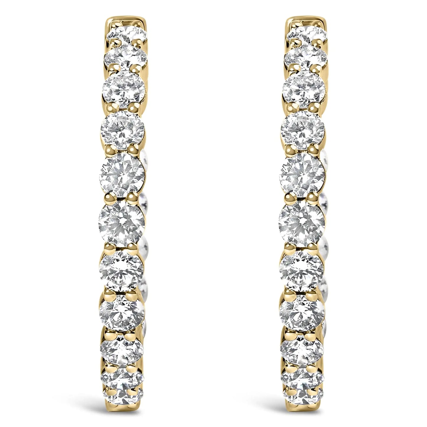 14K Gold Shared Prong Set Diamond Inside Out Hoop Earrings (G-H Color, SI2-I1 Clarity)