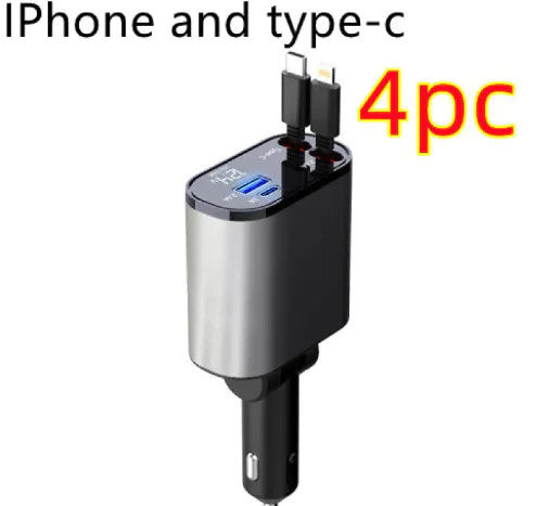 Metal Car Charger 100W Super Fast Charging Car Cigarette Lighter USB-C Adapter