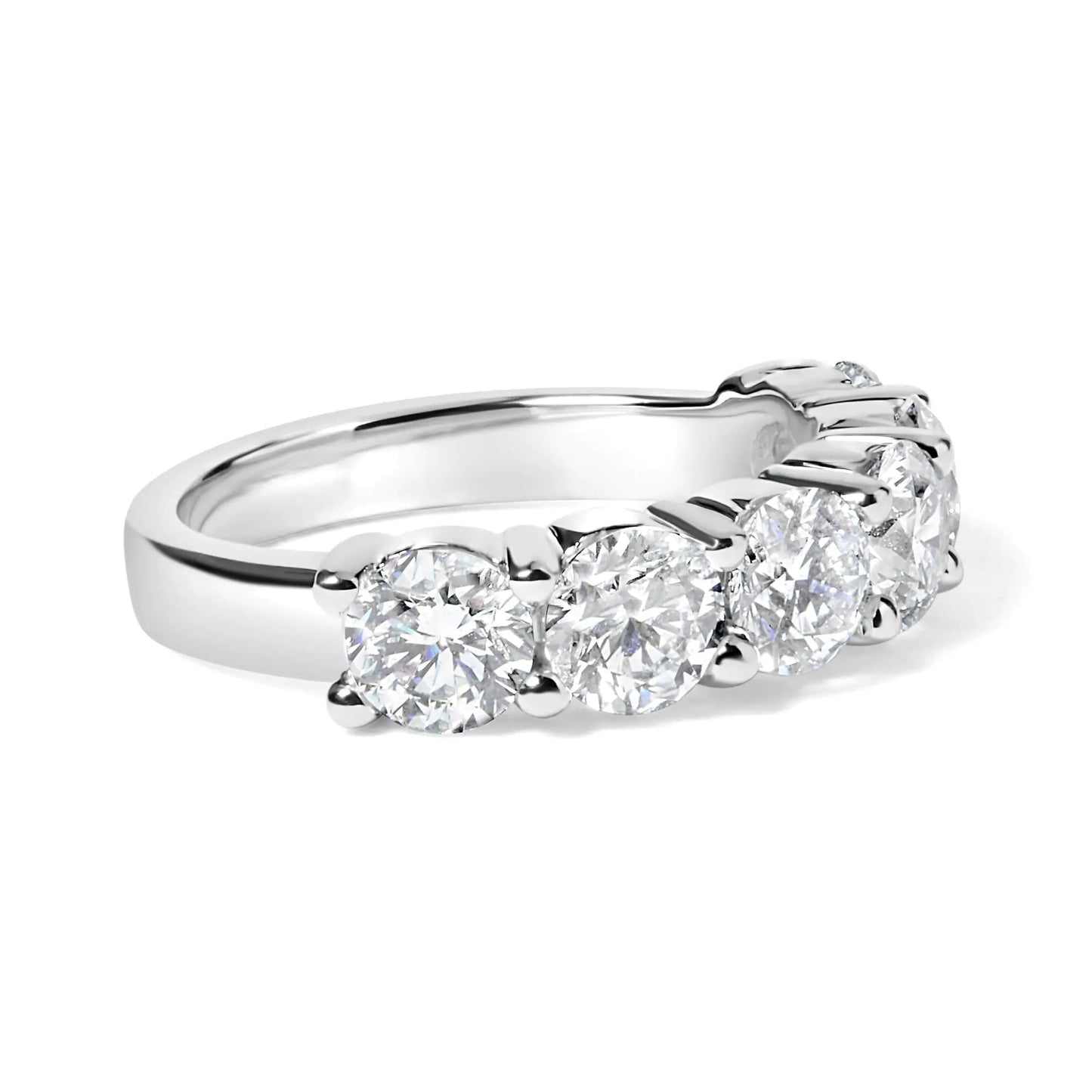 14K White Gold 3.0 Cttw Lab-Grown Diamond Shared Prong Set 6 Stone Band Ring (G-H Color, VS2-SI1 Clarity)